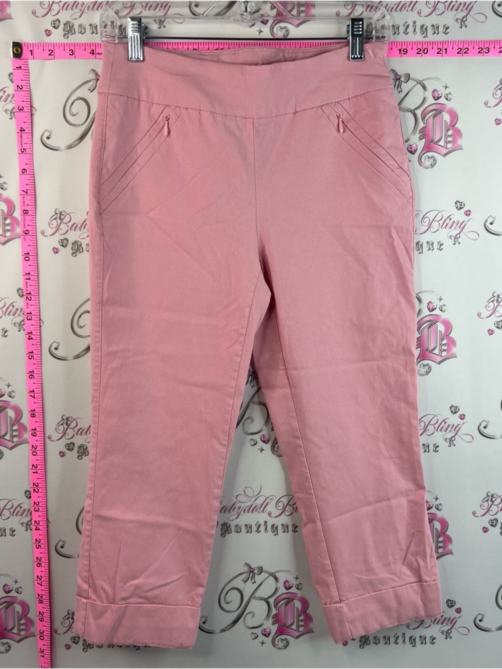 Renuar capri y2k pants stretchy bubblegum bright Pink Capri Pull-On Pants